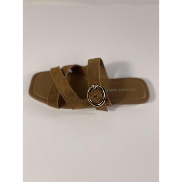 Stuart Weitzman Shoes Womens Size 5.5 Brown Villa Slide Suede Buckle Sandals